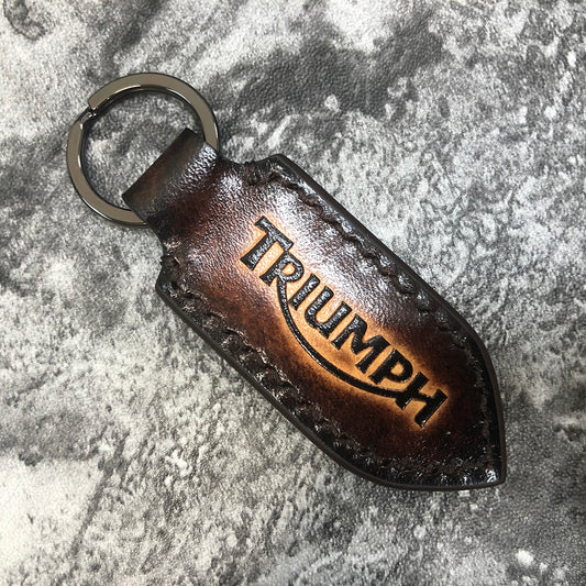 Handmade Triumph Letter Logo Keychain – brown