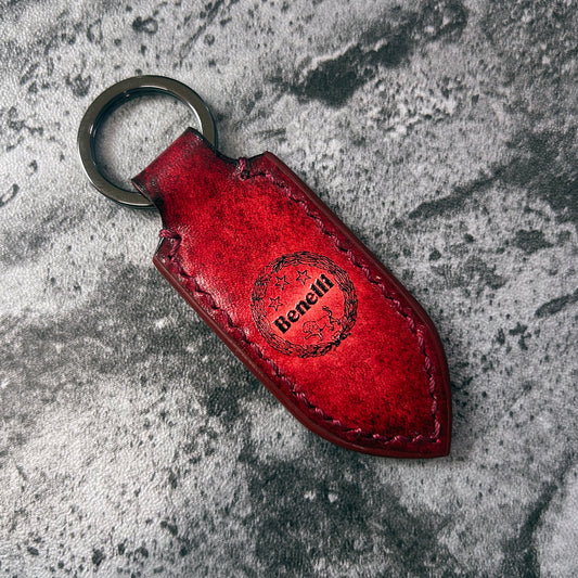 Handmade Benelli Leather Keychain – Pointed Red