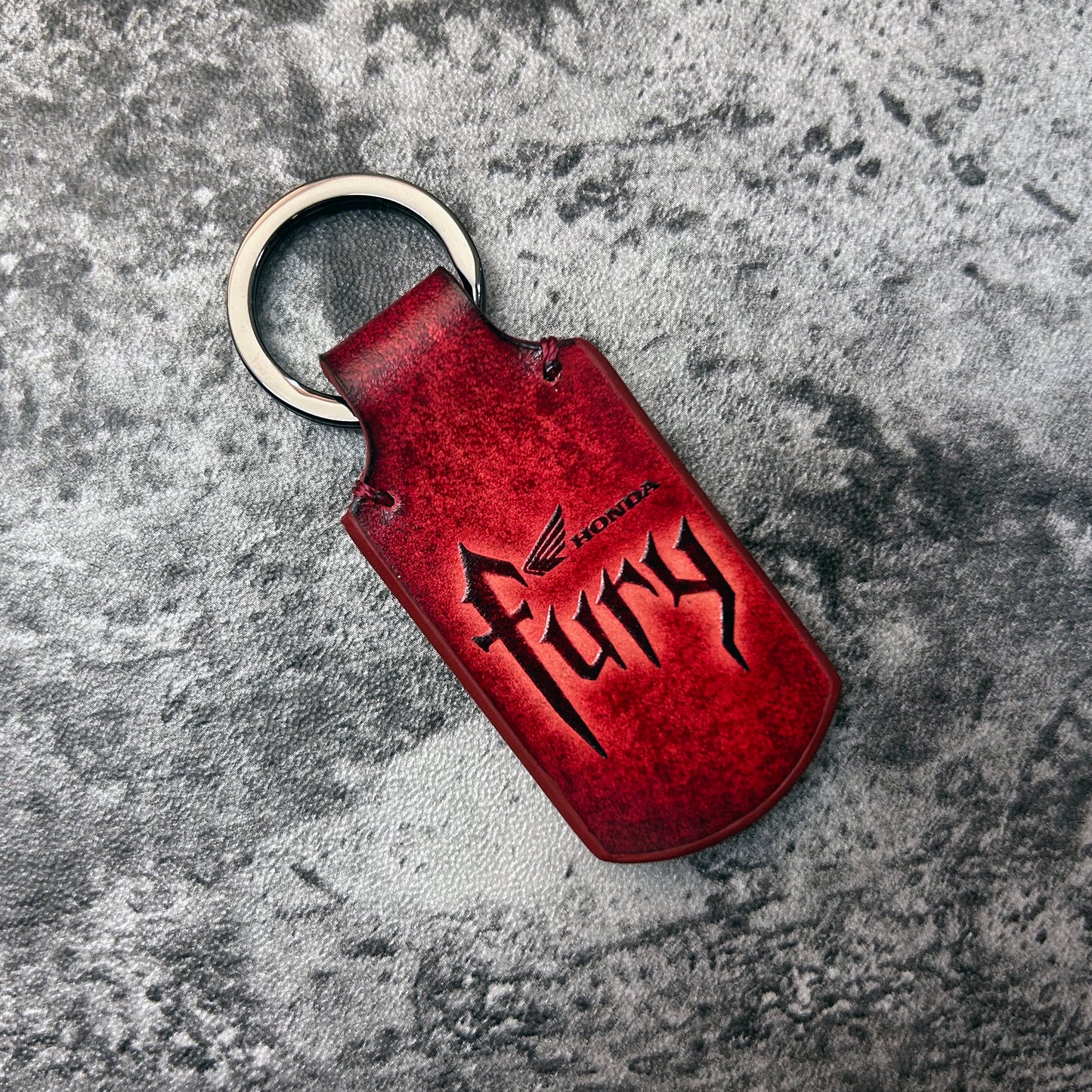 Honda Fury leather keychain in Red