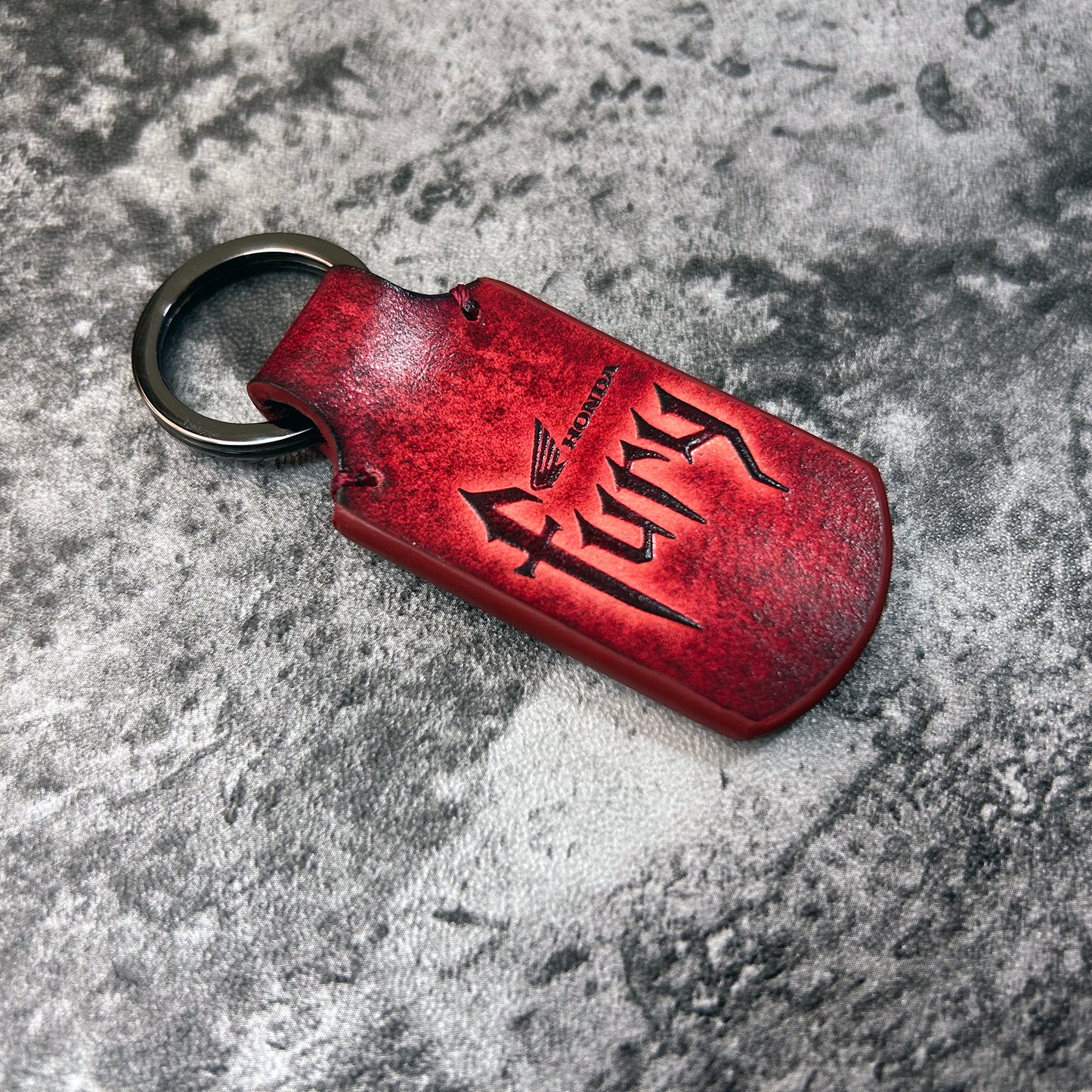 Honda Fury leather keychain in Red