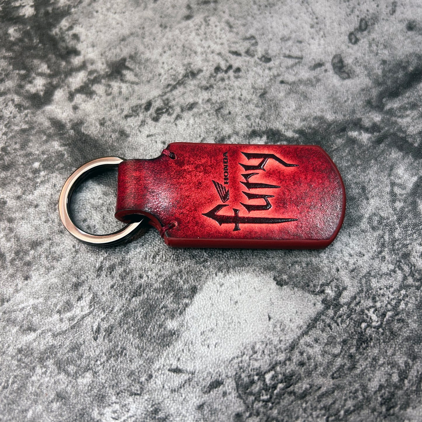 Honda Fury leather keychain in Red