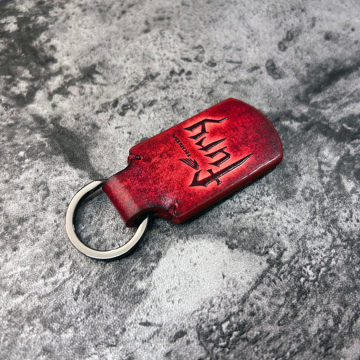 Honda Fury leather keychain in Red