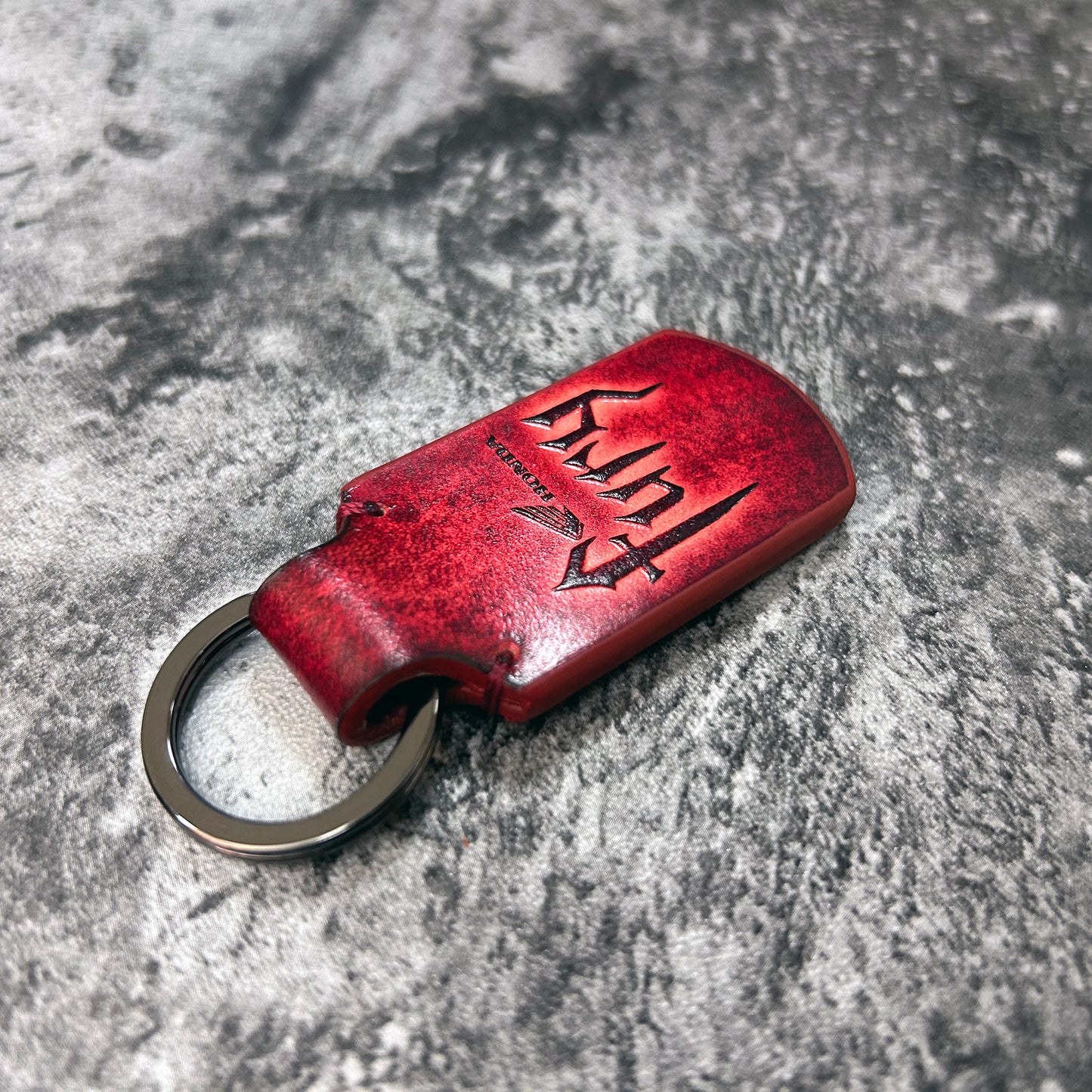 Honda Fury leather keychain in Red