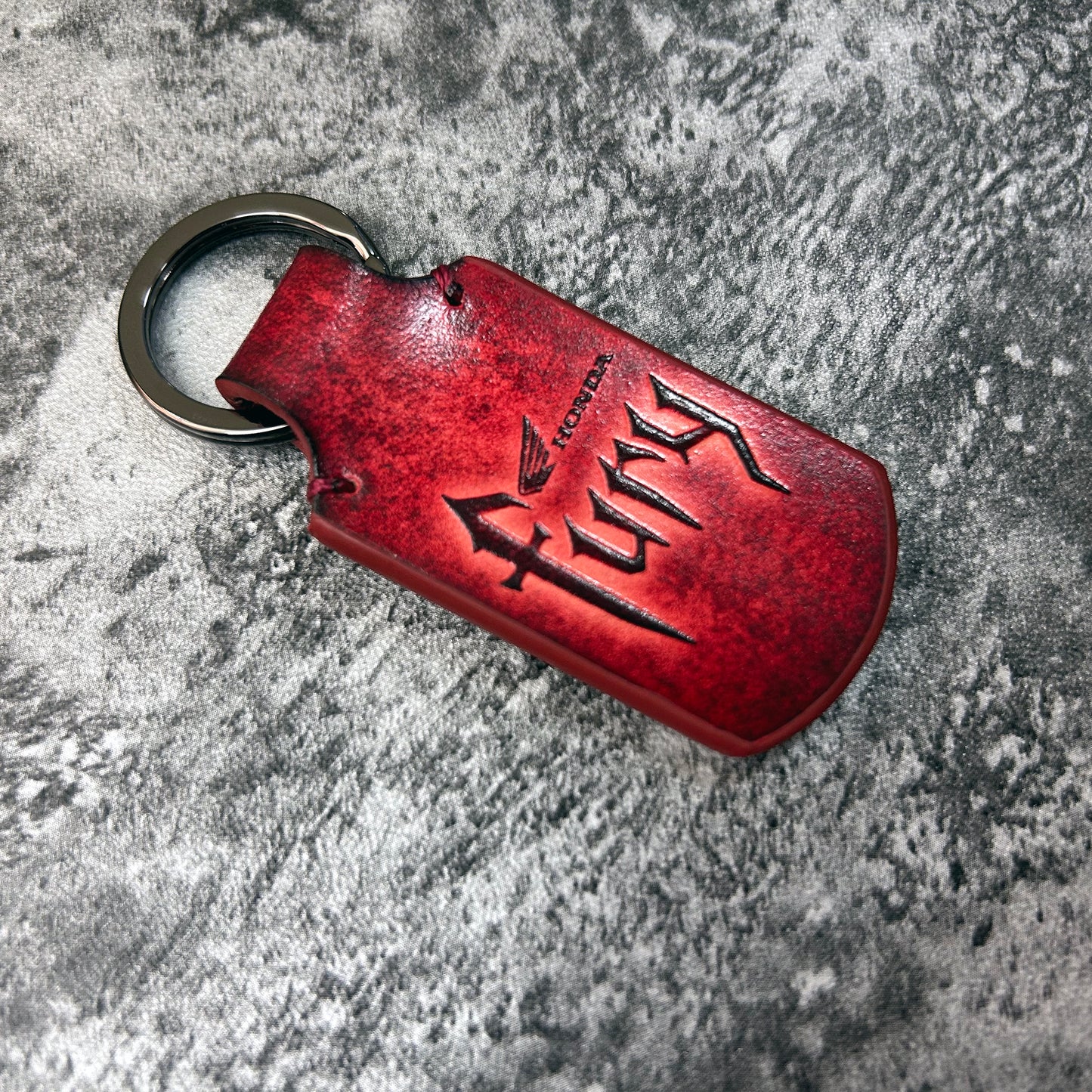 Honda Fury leather keychain in Red