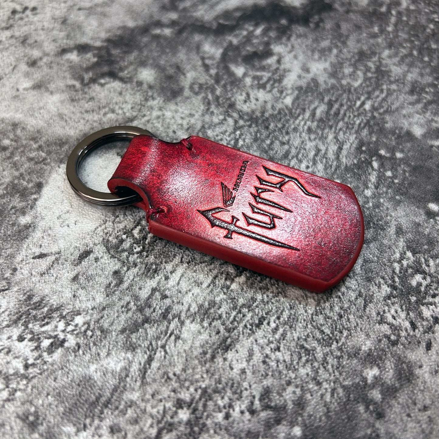 Honda Fury leather keychain in Red