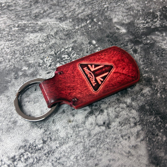 Handmade Triumph Rounded Rectangle Keychain –red