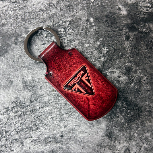 Handmade Triumph Rounded Rectangle Keychain –red