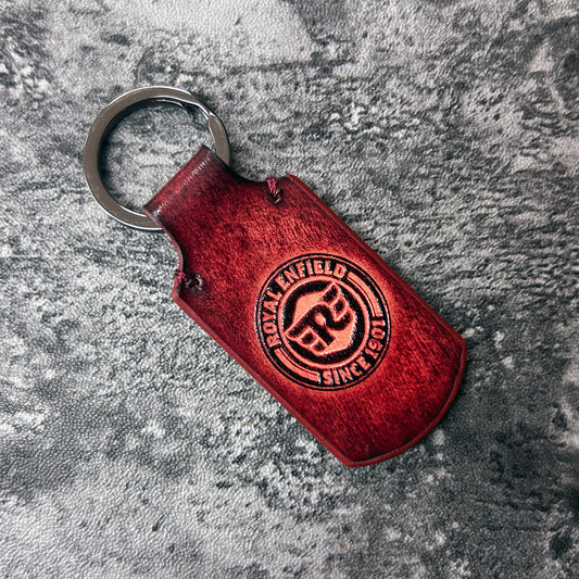 Royal Enfield Leather Keychain – Red