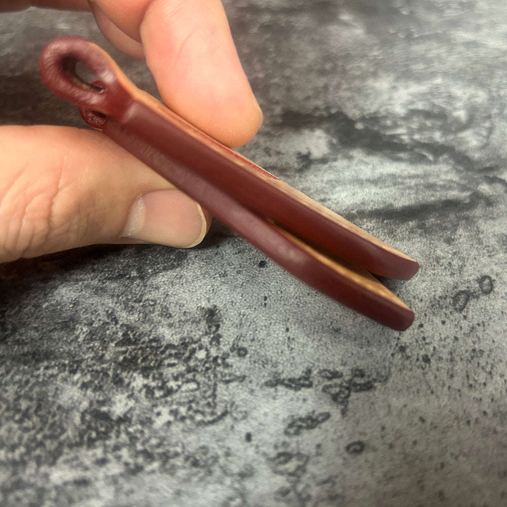 Honda motorcycle Natural Veg Tan Leather Keychain – hand Painted