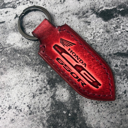 CB650R motorcycle leather keychain in Red(Pointed shape)