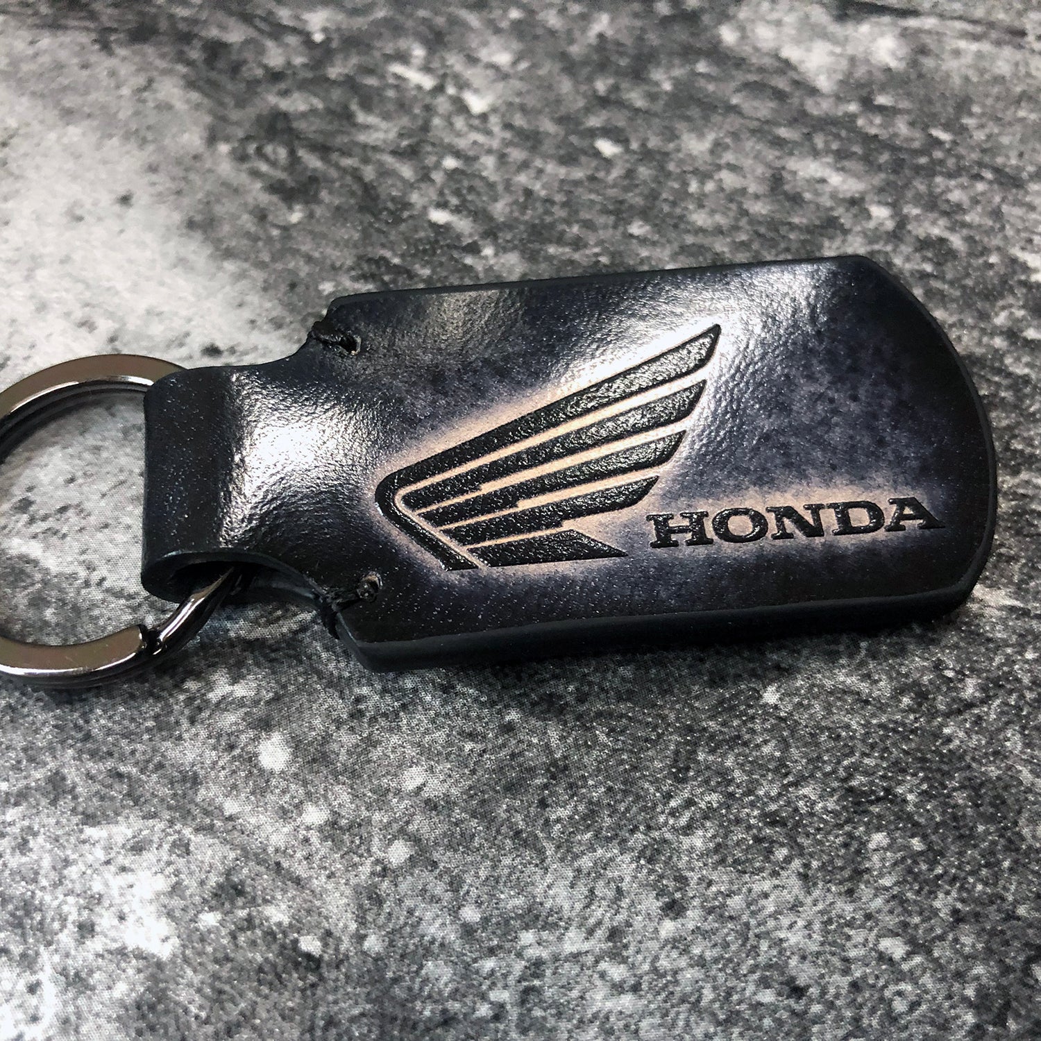 Motorcycle leather key ring for honda bike- Black